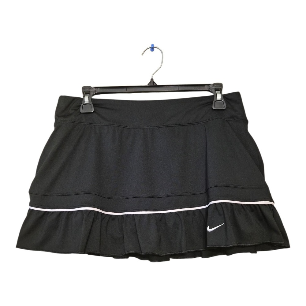 Nike Dri Fit Tennis Skirt Womens‎ Large Black Ruffle Athletic Skort